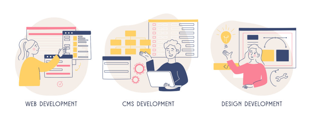 Il concetto di creazione di un sito. Soluzione software. Sviluppo web. Sistema CMS. Metafora della programmazione. PHP. Moderno piatto